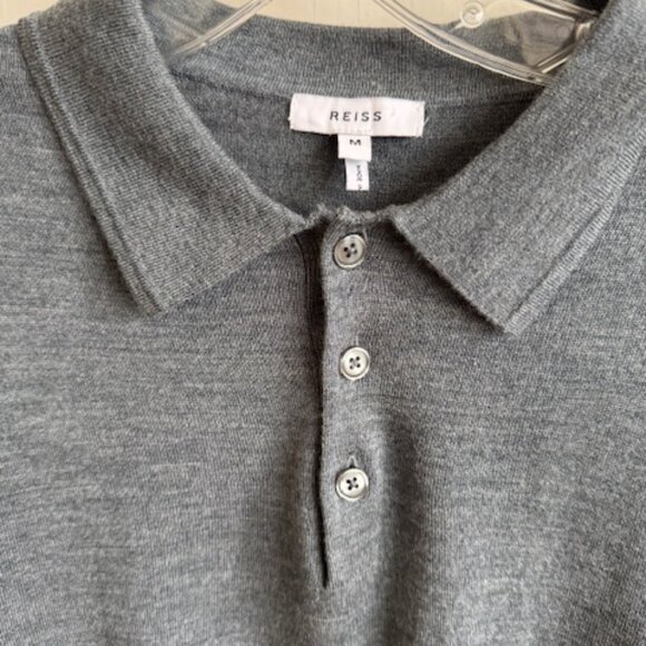 Reiss Grey Wool Blend Polo Sweater Size Med - Picture 6 of 10